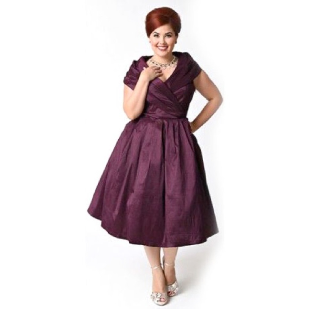 Lindy Bop Plum Formal Retro Dress NWT